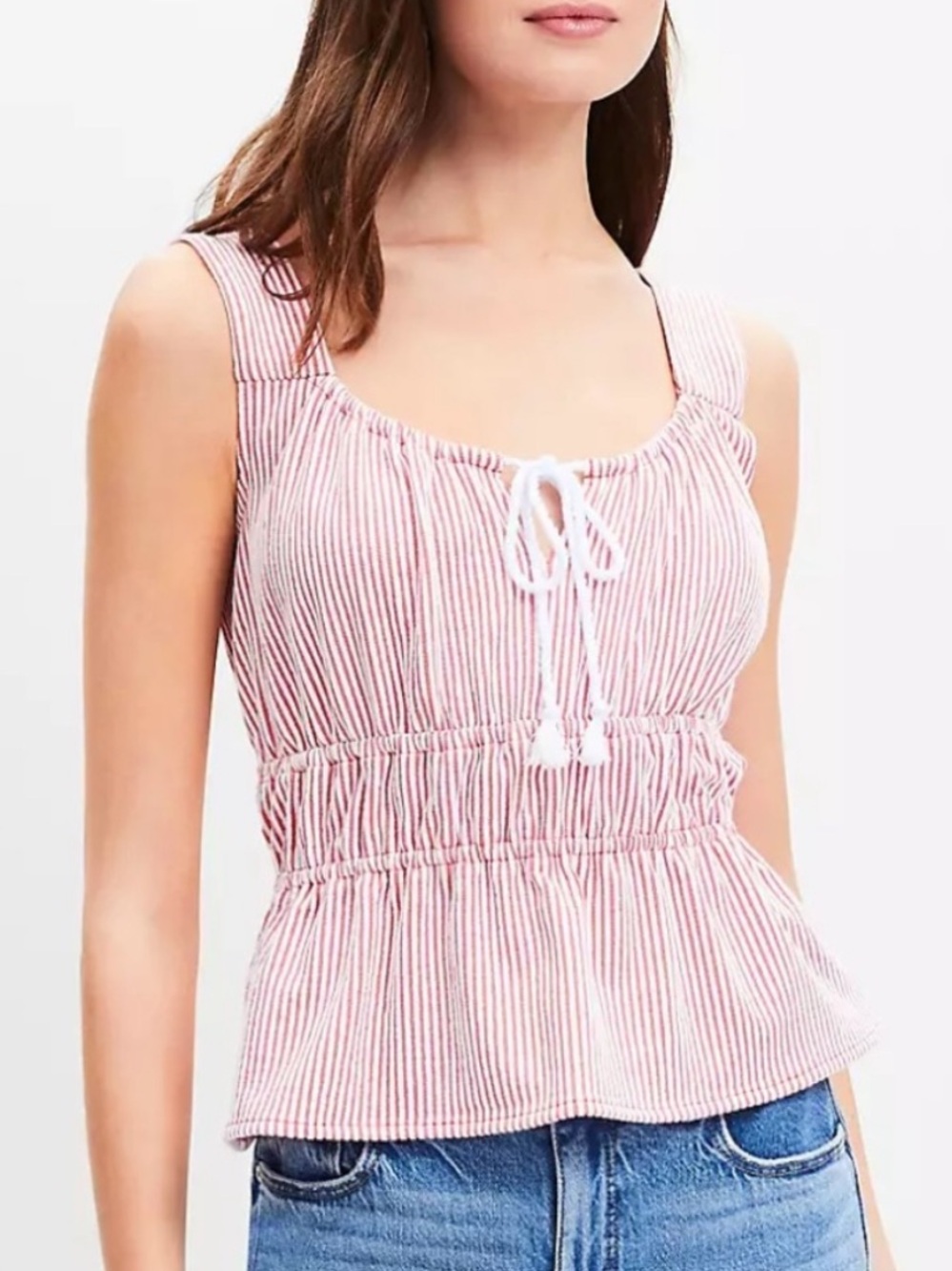LOFT Stripes Peplum Tatnk Top, Size XXL, NWT